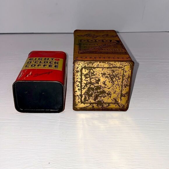 Antique Huylers Caracas Cocoa Tin And Vintage Small Eight O'Clock Coffee Tin - Picture 6 of 12